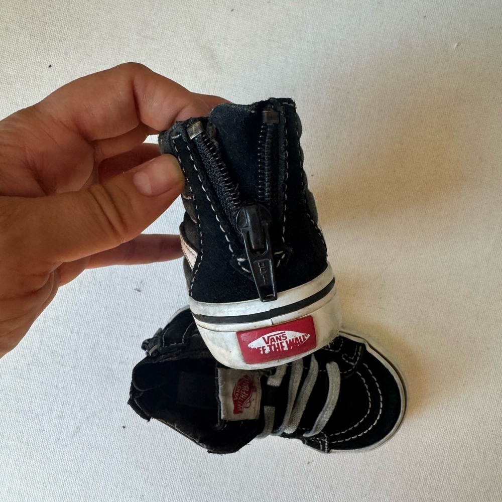 Vans Sk8-Hi Zip Toddler 4 Black White High Top Sneakers Streetwear y2k Skate - Picture 6 of 7